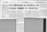 En circulación revista de poesía Primeros Escritos
