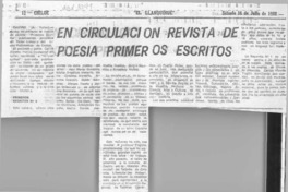 En circulación revista de poesía Primeros Escritos