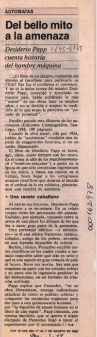 Del bello mito a la amenaza  [artículo] G. B.