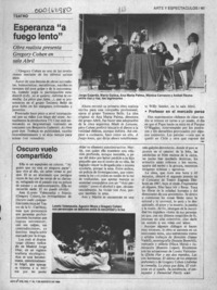 Esperanza "a fuego lento"  [artículo] A. M. F.