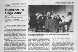 Esperanza "a fuego lento"  [artículo] A. M. F.