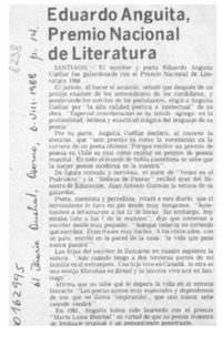 Eduardo Anguita, Premio Nacional de Literatura  [artículo].