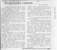 "Prohibido cantar -- "  [artículo] Mody Kneff.