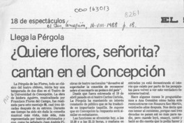 Quiere flores, señorita? cantan en el Concepción  [artículo].