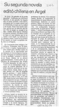 Su segunda novela editó chilena en Argel