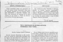 En el centenario de Antonio Acevedo Hernández, vida y obra  [artículo] Enrique Gajardo Velásquez.