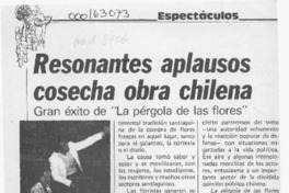 Resonantes aplausos cosecha obra chilena  [artículo] Daniel Prieto.