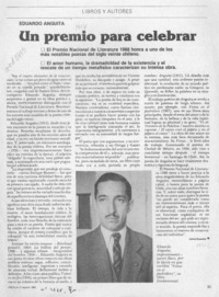 Un premio para celebrar  [artículo] Jaime Quezada.