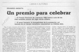 Un premio para celebrar  [artículo] Jaime Quezada.