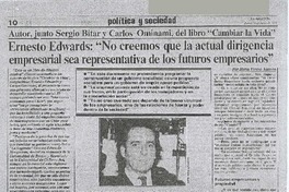 Ernesto Edwards, "No creemos que la actual dirigencia empresarial sea representativa de los futuros empresarios"