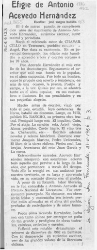 Efigie de Antonio Acevedo Hernández  [artículo] José Vargas Badilla.
