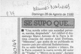 Se supo que --  [artículo].