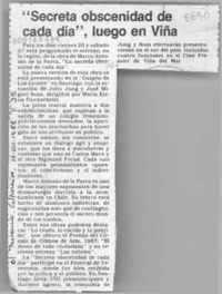 "Secreta obscenidad de cada día", luego en Viña