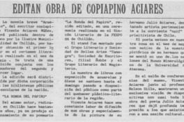 Editan obra de copiapino Aciares