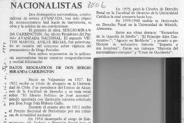 Datos biográficos de don Sergio Miranda Carrington  [artículo].