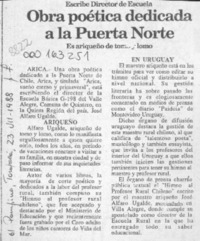 Obra poética dedicada a la Puerta Norte  [artículo].