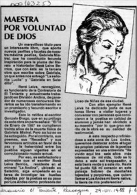 Maestra por voluntad de Dios  [artículo].