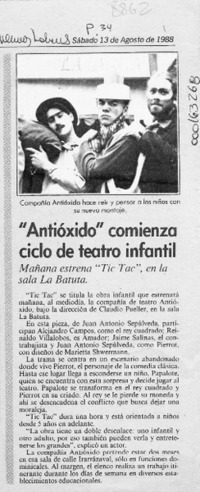 "Antióxido" comienza ciclo de teatro infantil  [artículo].