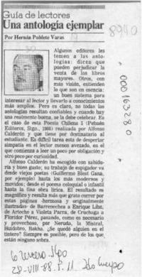 Una antología ejemplar  [artículo] Hernán Poblete Varas.