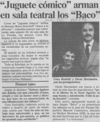 "Juguete cómico" arman en sala teatral los "Baco"