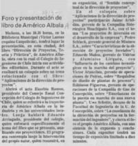 Foro y presentación de libro de Américo Albala