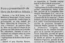 Foro y presentación de libro de Américo Albala