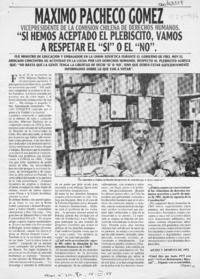"Si hemos aceptado el plebiscito, vamos a respetar el "SI" o el "NO"  [artículo] Angélica Arndt.