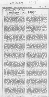 "Santiago Tour 1988"  [artículo] Agustín Letelier.