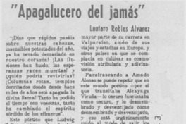 "Apagalucero del jamás", bello título de un libro extraordinario