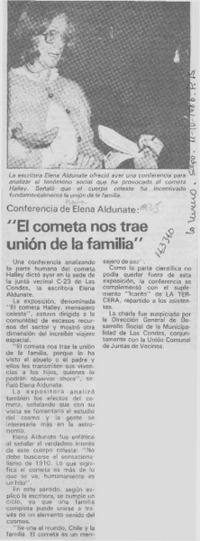 "El Cometa nos trae unión de la familia"