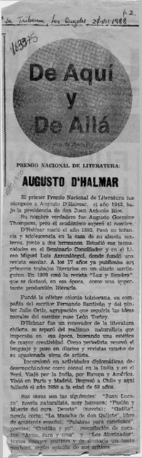 Augusto D'Halmar  [artículo] Rosmery.