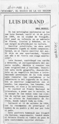 Luis Durand  [artículo] Omar Monroy.