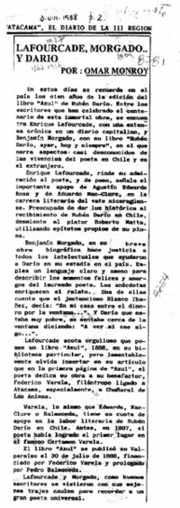 Lafourcade, Morgado -- y Darío  [artículo] Omar Monroy.