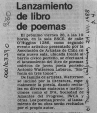 Lanzamiento de libro de poemas  [artículo].