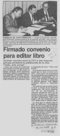 Firmado convenio para editar libro  [artículo].