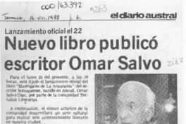 Nuevo libro publicó escritor Omar Salvo  [artículo].