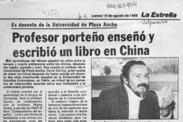 Profesor porteño enseñó y escribió un libro en China  [artículo].