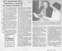 UCV presentará libro "Aprender a enseñar", de Carlos Ramírez R.  [artículo] Harold Mesías P.
