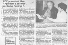 UCV presentará libro "Aprender a enseñar", de Carlos Ramírez R.  [artículo] Harold Mesías P.