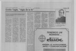 Emilio Tagle, "vigía de la fe"