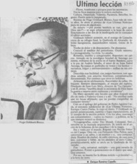 Ultima lección  [artículo] Enrique Ramírez Capello.