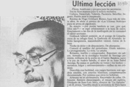 Ultima lección  [artículo] Enrique Ramírez Capello.