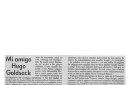 Mi amigo Hugo Goldsack  [artículo] Efraín Szmulewicz.