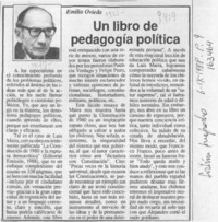 Un libro de pedagogía política  [artículo] Emilio Oviedo.