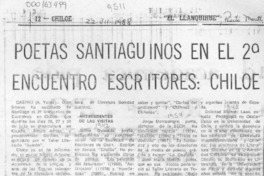 Poetas santiaguinos en el 2o. encuentro escritores, Chiloé  [artículo] A. Yurac.