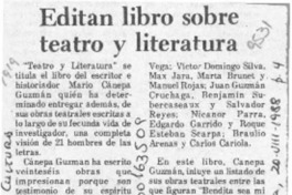 Editan libro sobre teatro y literatura  [artículo].