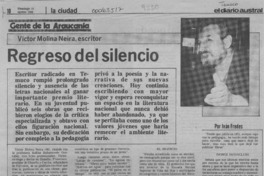 Regreso del silencio  [artículo] Iván Fredes.