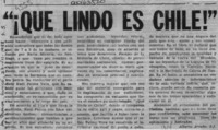 "Que lindo es Chile!"  [artículo] Alberto Arraño.