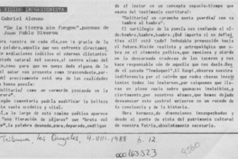 "De la tierra sin fuegos", poemas de Juan Pablo Riveros  [artículo] Gabriel Alonso.