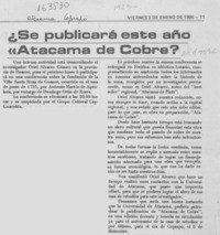 Se publicará este año "Atacama de cobre"?